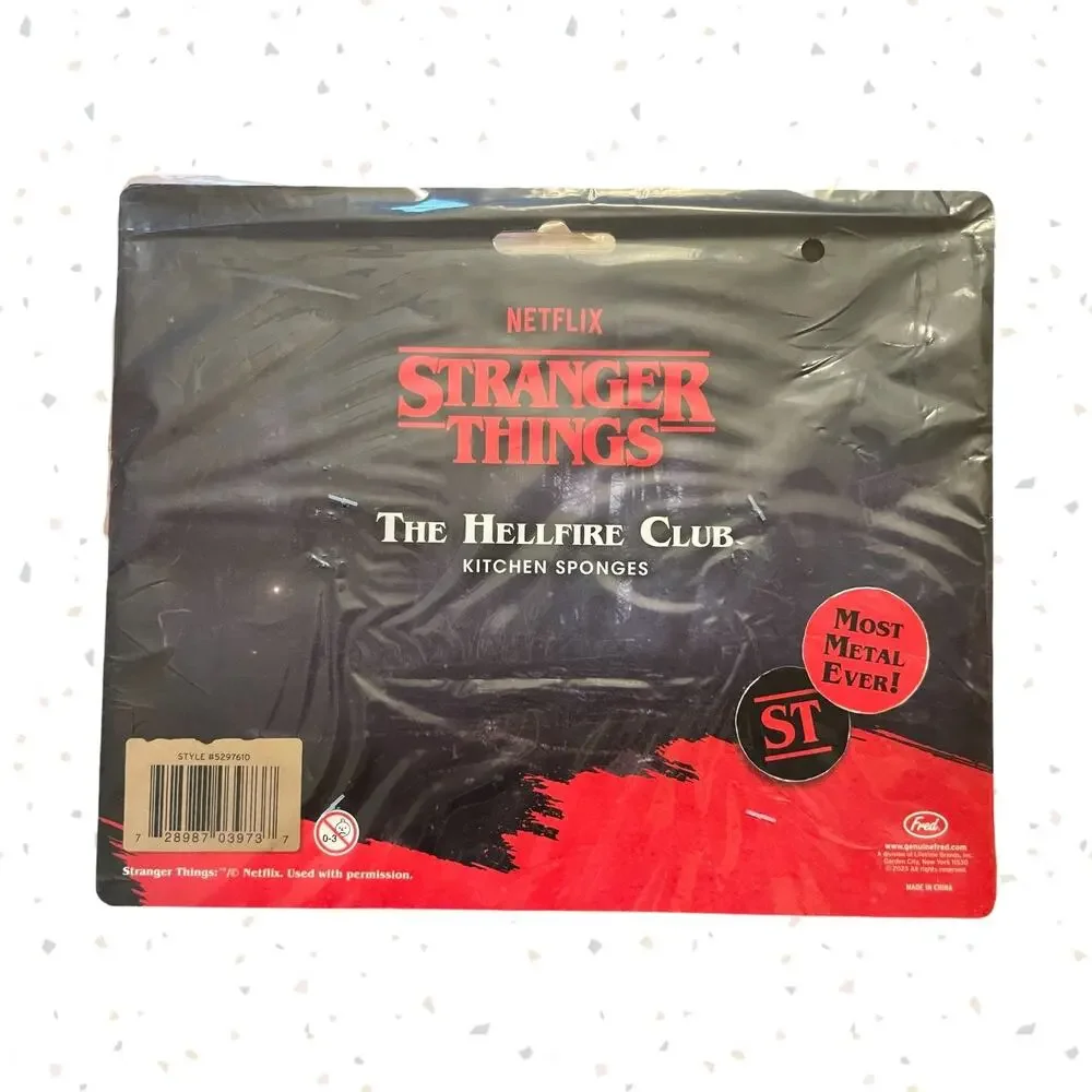 Stranger Things Hellfire Club Kitchen Sponges DnD Edgy Dorm Stocking Stuffer NEW